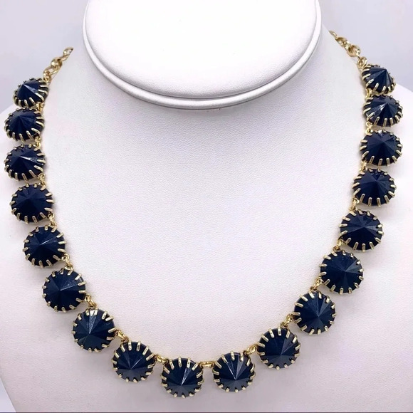 J. Crew Navy Blue Venus Flytrap Necklace - Picture 1 of 3